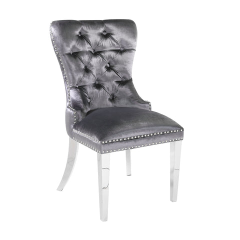 Euphoria Charcoal Velvet Steel Dining Chair | XCELLA GY-1029