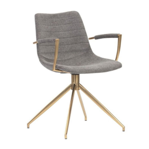 Sunpan Andres Swivel Chair -  Belfast Koala Grey / Gold Stainless Steel