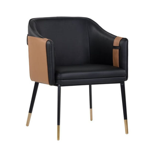 Sunpan Carter Arm Chair - Napa Black / Napa Cognac