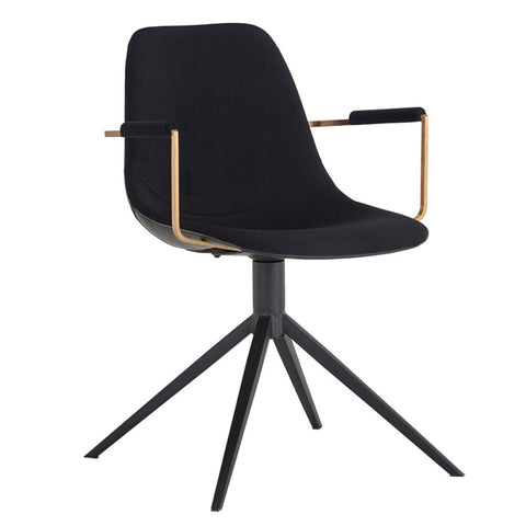 Sunpan Cassius Swivel Arm Chair - Abbington Black / Bravo Black
