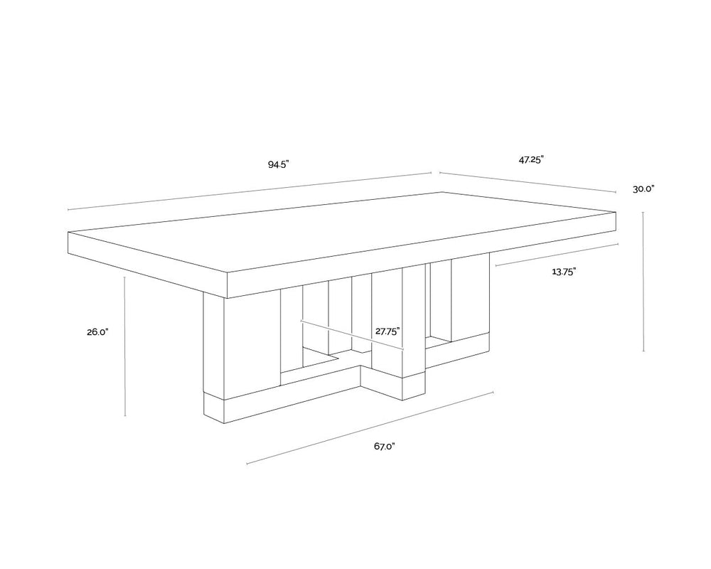 Greco Dining Table - Gauntlet Grey - 94.5"