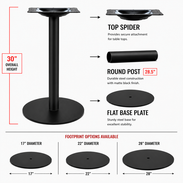 Globe Round Table Base - Flat Plate
