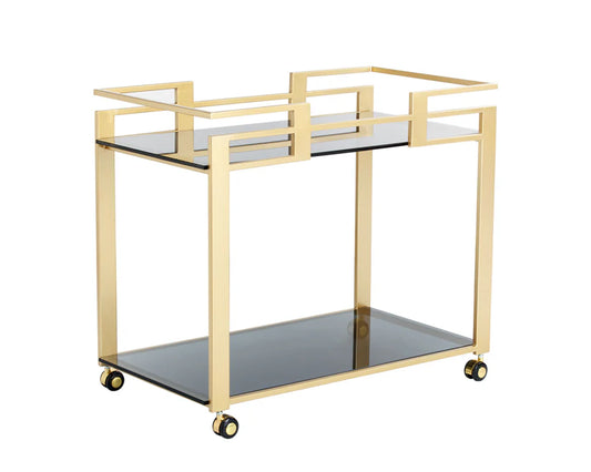 Sunpan Avondale Bar Cart - Brushed Gold / Black 