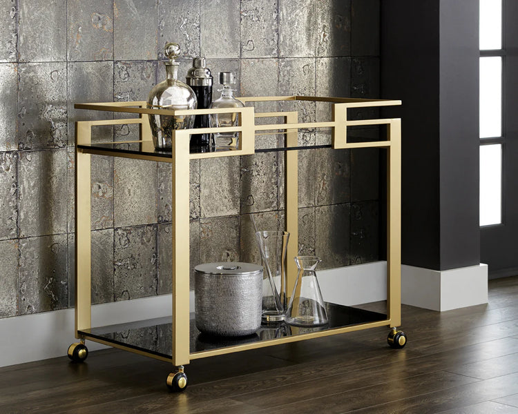 Sunpan Avondale Bar Cart - Brushed Gold / Black 