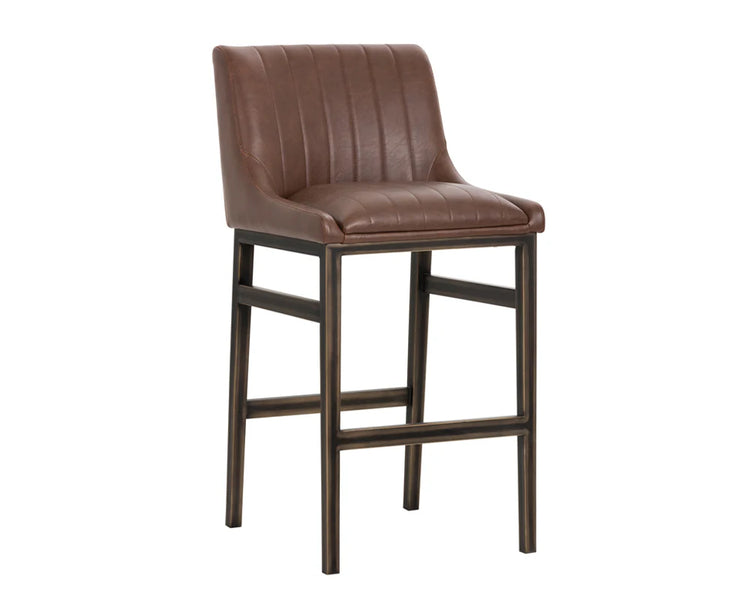 Sunpan Halden Bar Stool - Rustic Bronze - Vintage Cognac