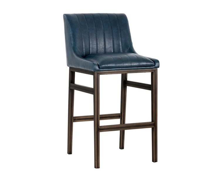 Sunpan Halden Bar Stool - Rustic Bronze - Vintage Blue