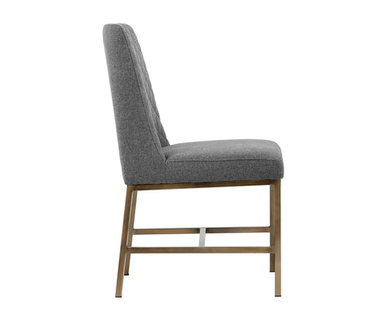 Sunpan Leighland Dining Chair - Antique Brass - Dark Grey