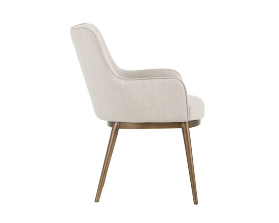 Sunpan Franklin Dining Armchair - Antique Brass - Beige Linen