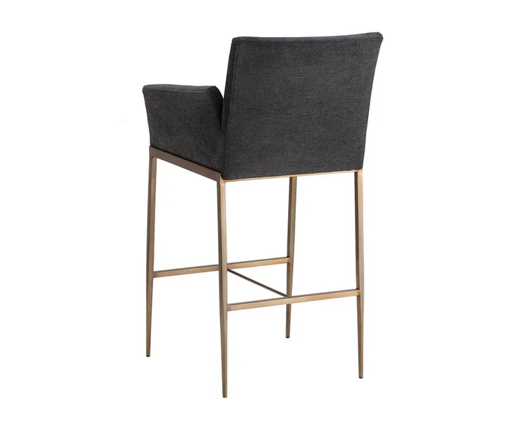 Sunpan Gesa Bar Stool - Antique Brass - Polo Club Kohl Grey