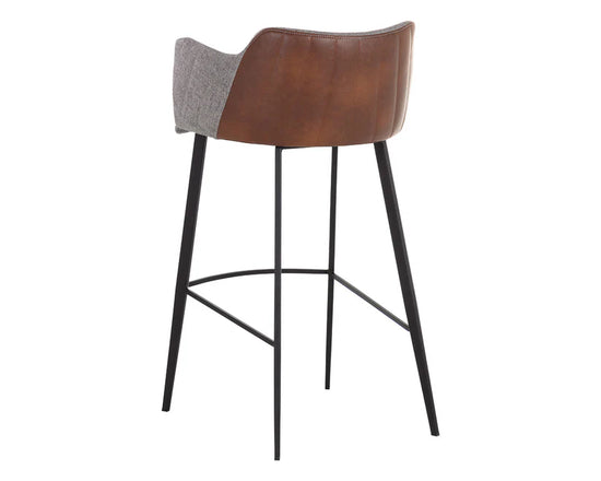 Sunpan Griffin Bar Stool - November Grey / Bravo Cognac