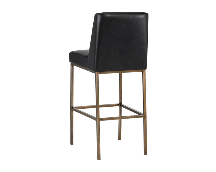 Sunpan Leighland Bar Stool - Antique Brass - Coal Black