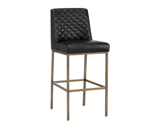 Sunpan Leighland Bar Stool - Antique Brass - Coal Black