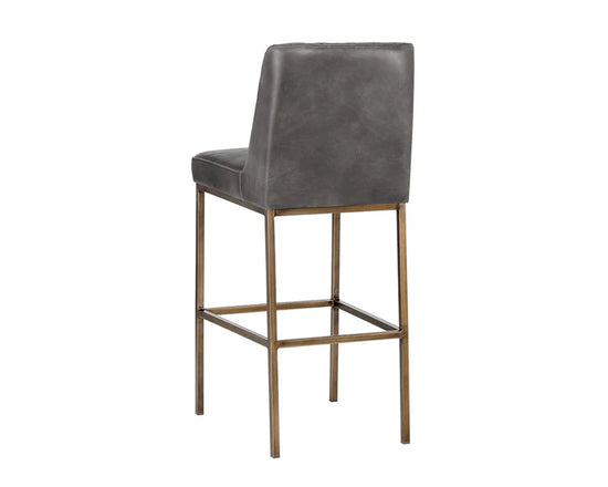 Sunpan Leighland Bar Stool - Antique Brass - Overcast Grey 