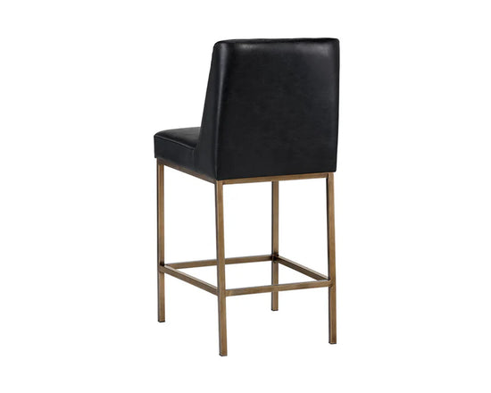 Sunpan Leighland Counter Stool - Antique Brass - Coal Black