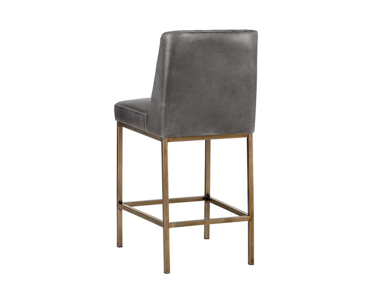 Sunpan Leighland Counter Stool - Antique Brass - Overcast Grey