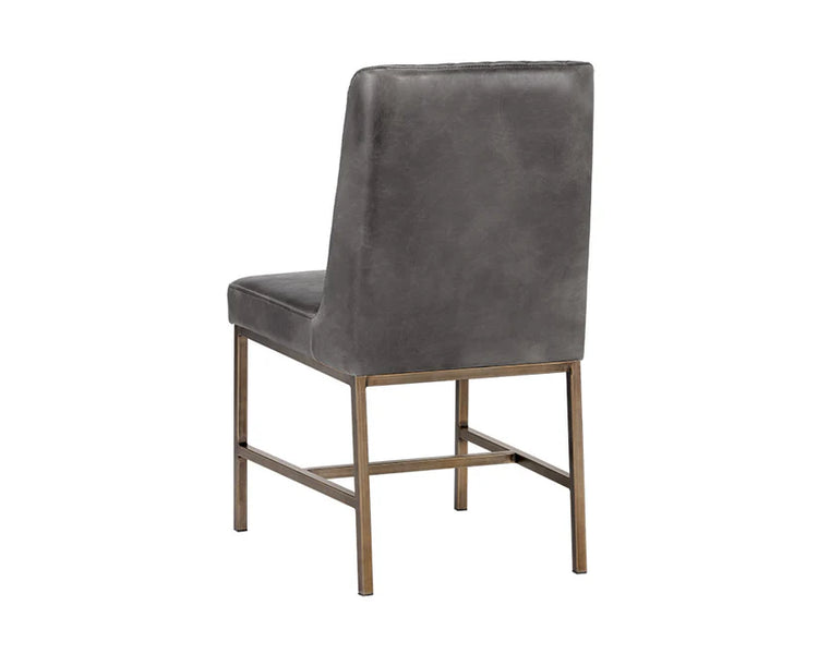 Sunpan Leighland Dining Chair - Antique Brass - Overcast Grey