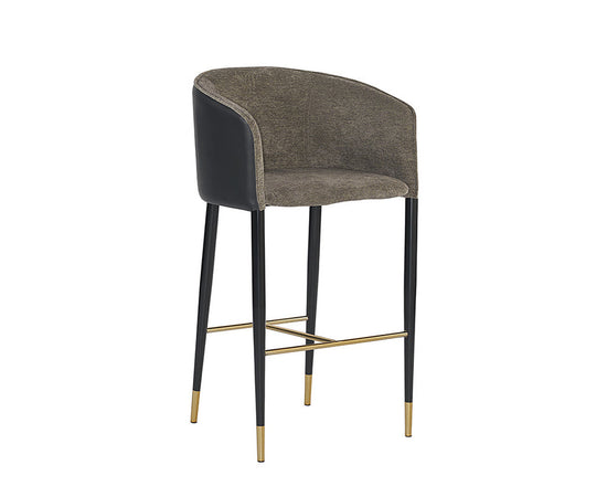 Sunpan Asher Bar Stool - Sparrow Grey / Napa Black