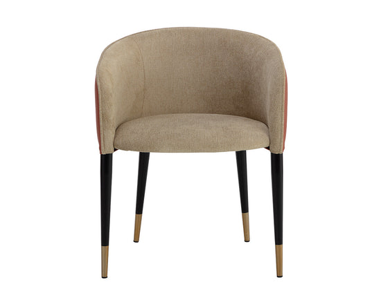 Sunpan Asher Dining Armchair - Polo Club Toast / Dillon Chili