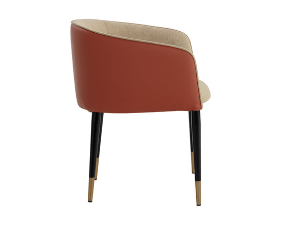 Sunpan Asher Dining Armchair - Polo Club Toast / Dillon Chili