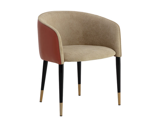 Sunpan Asher Dining Armchair - Polo Club Toast / Dillon Chili