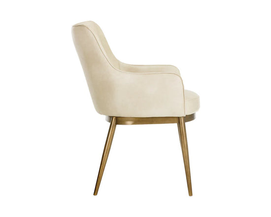 Sunpan Franklin Dining Armchair - Antique Brass - Bravo Cream