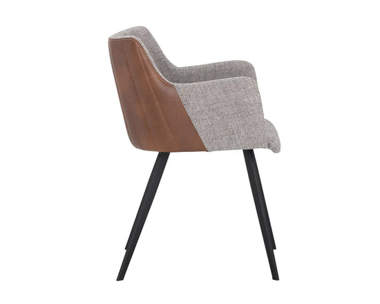 Sunpan Griffin Dining Armchair - November Grey / Bravo Cognac