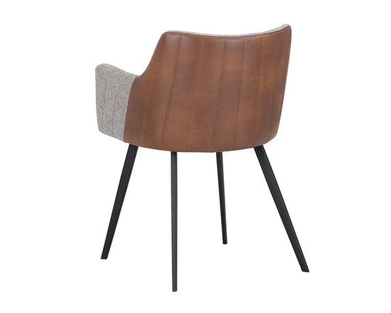 Sunpan Griffin Dining Armchair - November Grey / Bravo Cognac