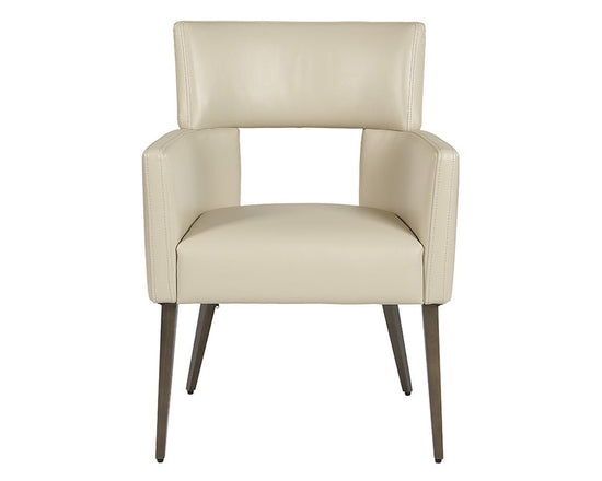 Sunpan Amerie Dining Armchair - Castillo Cream / Antique Brass