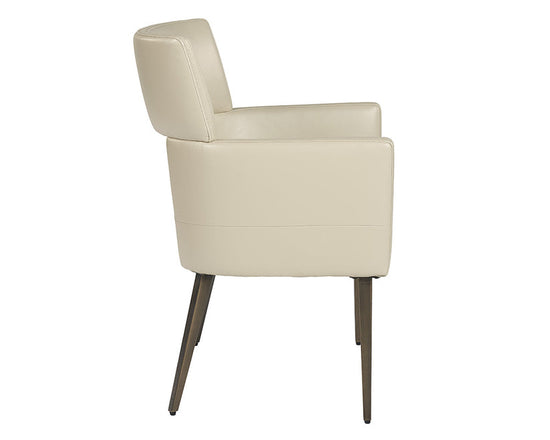 Sunpan Amerie Dining Armchair - Castillo Cream / Antique Brass