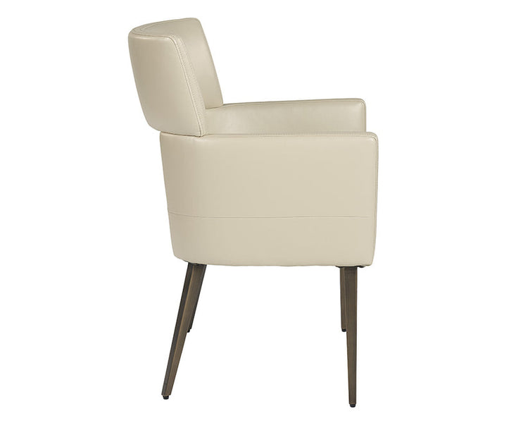 Sunpan Amerie Dining Armchair - Castillo Cream / Antique Brass