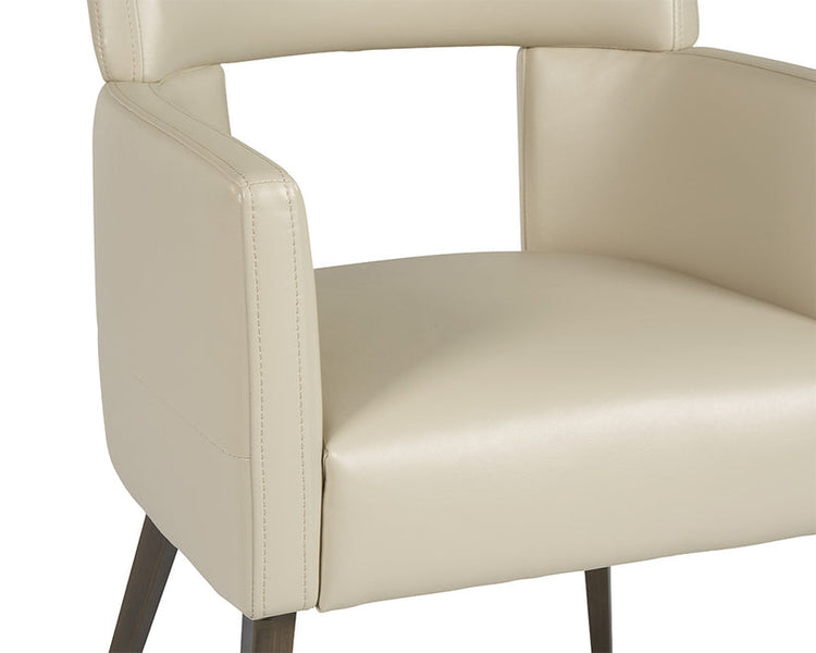 Sunpan Amerie Dining Armchair - Castillo Cream / Antique Brass