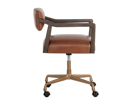 Sunpan Keagan Office Chair - Shalimar Tobacco Leather