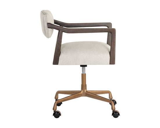 Sunpan Keagan Office Chair - Saloon Light Grey Leather