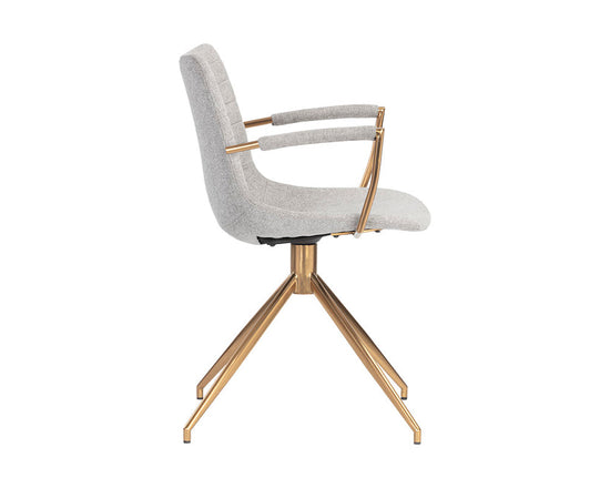 Sunpan Andres Swivel Armchair -  Heather Grey / Gold Stainless Steel