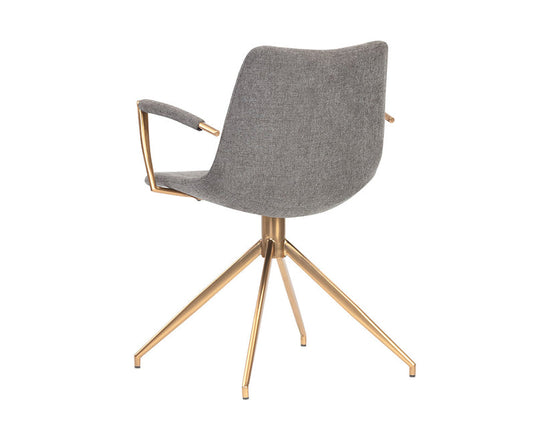 Sunpan Andres Swivel Armchair -  Belfast Koala Grey / Gold Stainless Stee