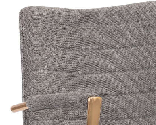 Sunpan Andres Swivel Armchair -  Belfast Koala Grey / Gold Stainless Stee