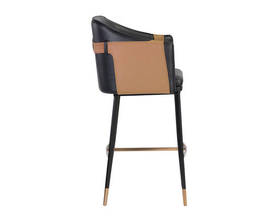 Sunpan Carter Bar Stool -  Napa Black / Napa Cognac