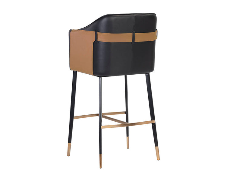 Sunpan Carter Bar Stool -  Napa Black / Napa Cognac