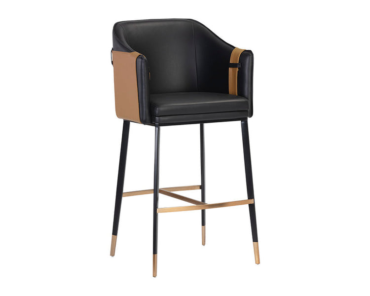 Sunpan Carter Bar Stool -  Napa Black / Napa Cognac