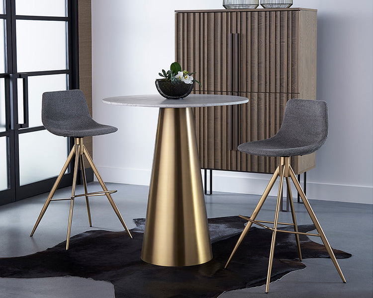 Sunpan Andres Swivel Bar Stool - Belfast koala Grey / Gold Stainless Steel