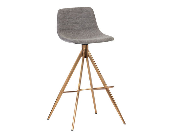 Sunpan Andres Swivel Bar Stool - Belfast koala Grey / Gold Stainless Steel