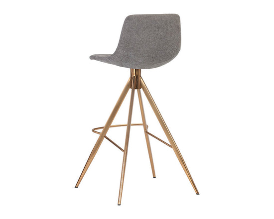 Sunpan Andres Swivel Bar Stool - Belfast koala Grey / Gold Stainless Steel