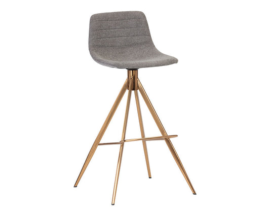 Sunpan Andres Swivel Bar Stool - Belfast koala Grey / Gold Stainless Steel