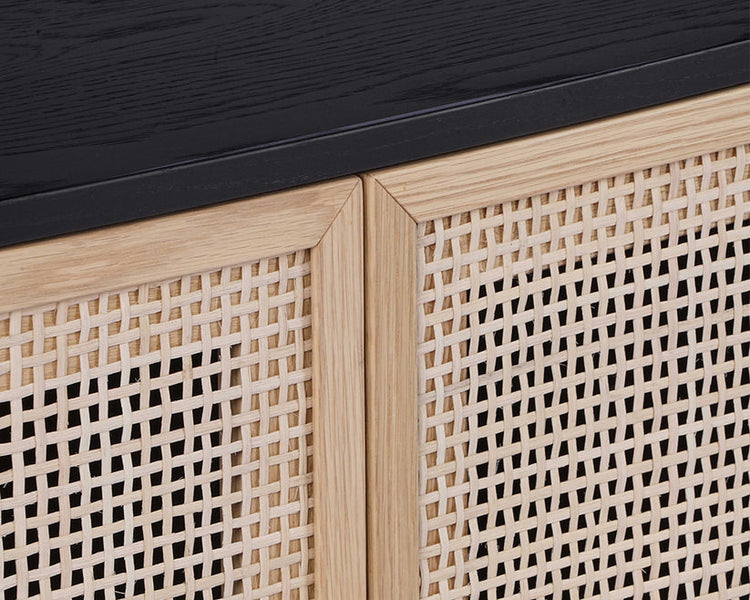 Sunpan Avida Sideboard - Black / Natural Rattan