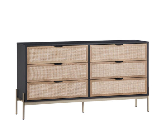 Sunpan Avida Dresser - Black / Natural Rattan