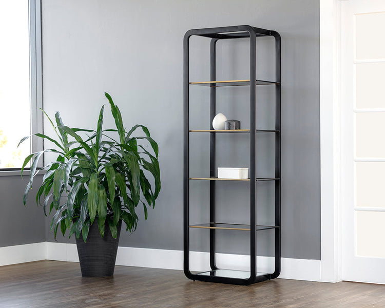 Sun Ambretta Small Bookcase - Black / Stainless Steel