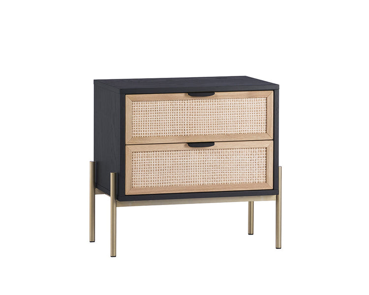 Sunpan Avida Nightstand - Black / Natural Rattan