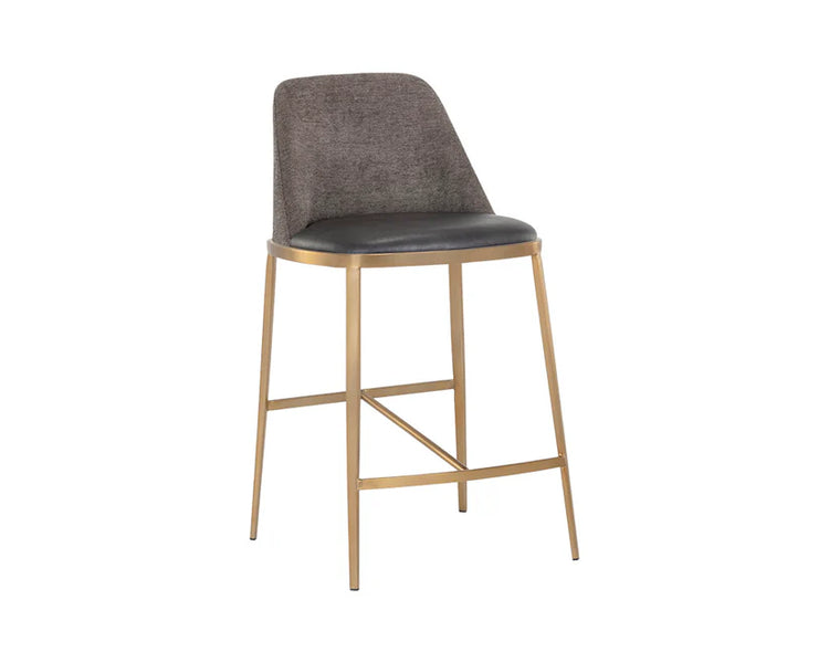 Sunpan Dover Counter Stool - Antique Gold - Bravo Portabella / Sparrow Grey