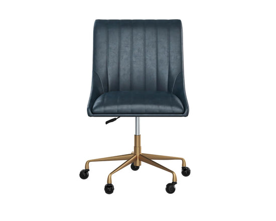 Sunpan Halden Office Chair - Rustic Bronze - Vintage Blue