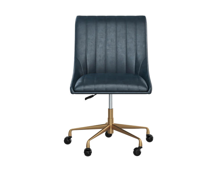 Sunpan Halden Office Chair - Rustic Bronze - Vintage Blue